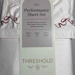 Threshold King Sheet Set with Red Embroidery